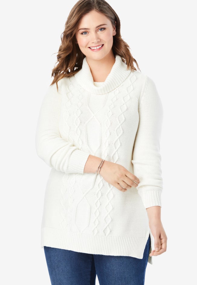 Turtleneck Cable Long Sleeve Sweater image number 0
