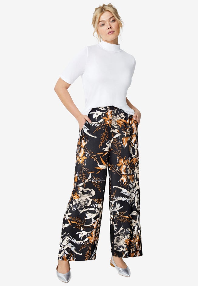 Wide-Leg Soft Pants with Back Elastic image number 0
