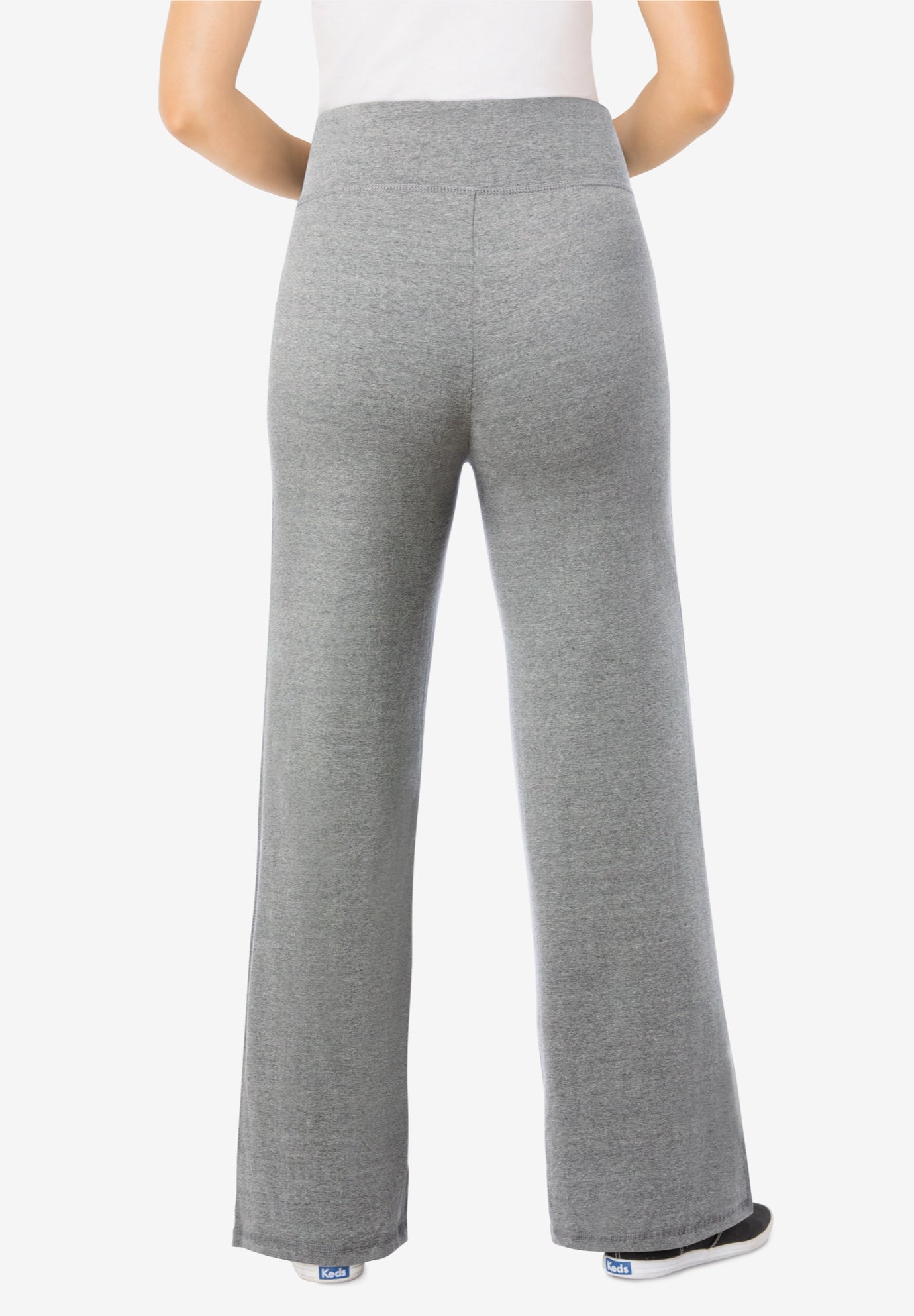 Stretch-Cotton Knit Pull-On Wide-Leg Leggings image number 1