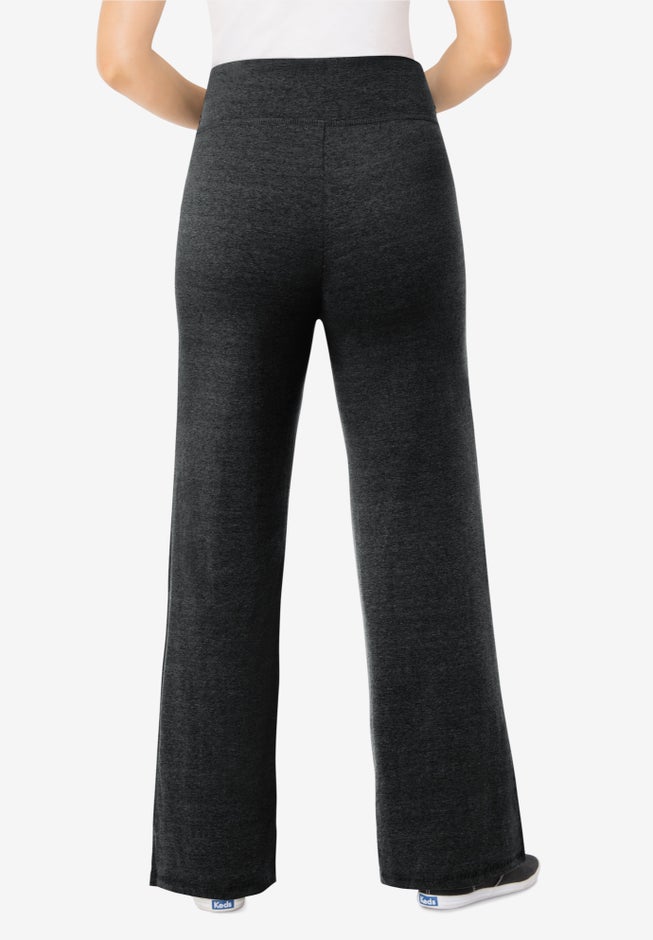 Stretch-Cotton Knit Pull-On Wide-Leg Leggings image number 1