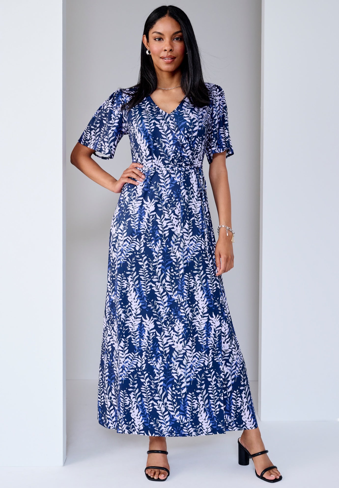 Stretch Knit Wrap Maxi Dress image number 0
