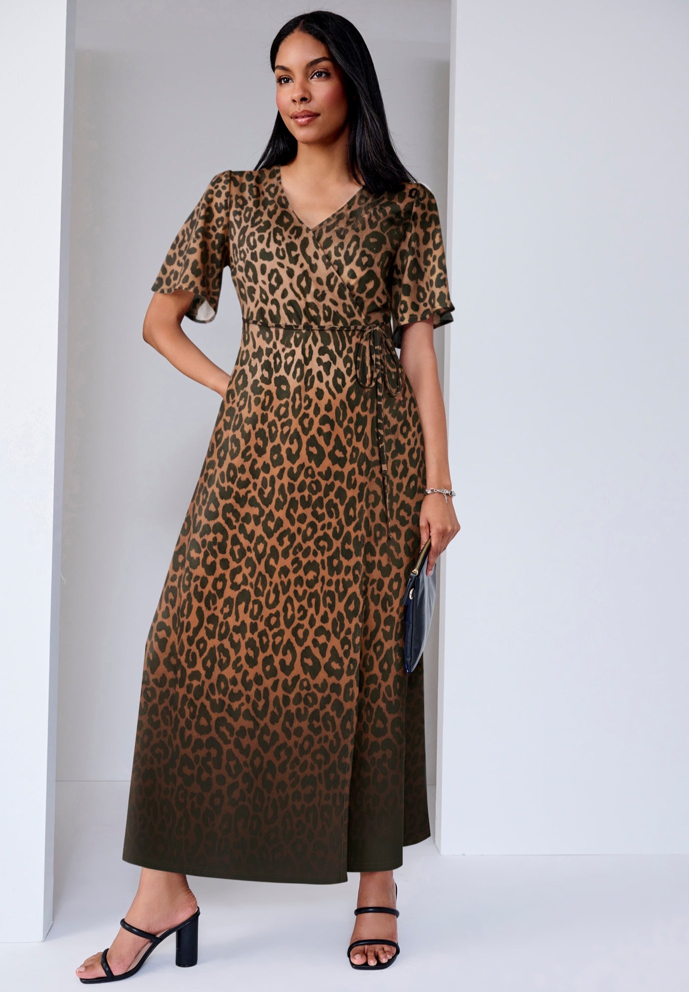 Stretch Knit Wrap Maxi Dress image number 0
