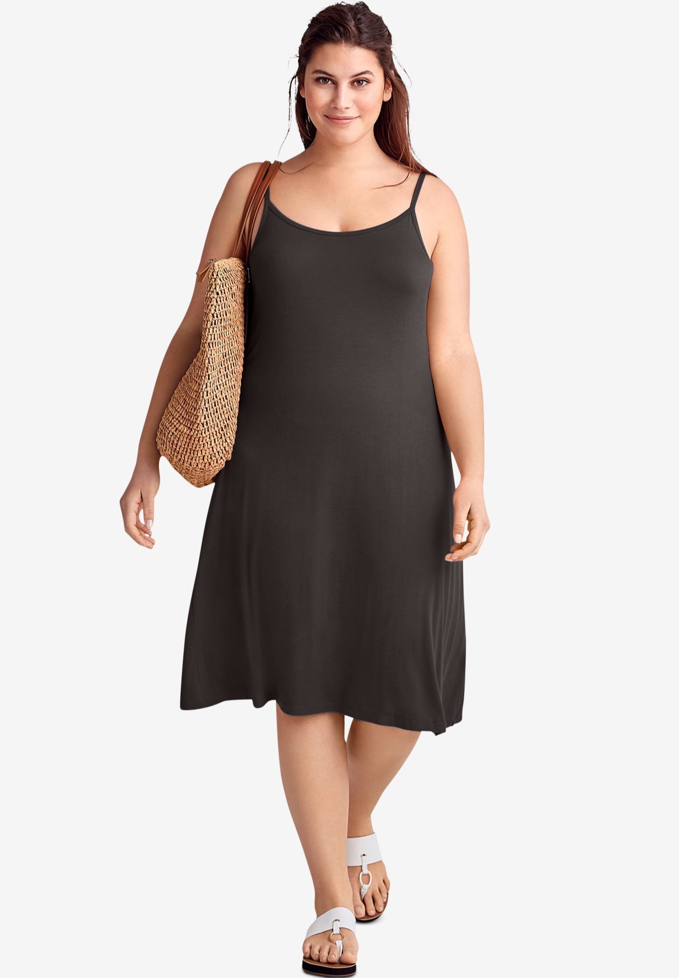 Stretch Knit Scoop Neck Tank A Line Dress image number 0