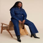 Western Detail Denim Jumpsuit image number null