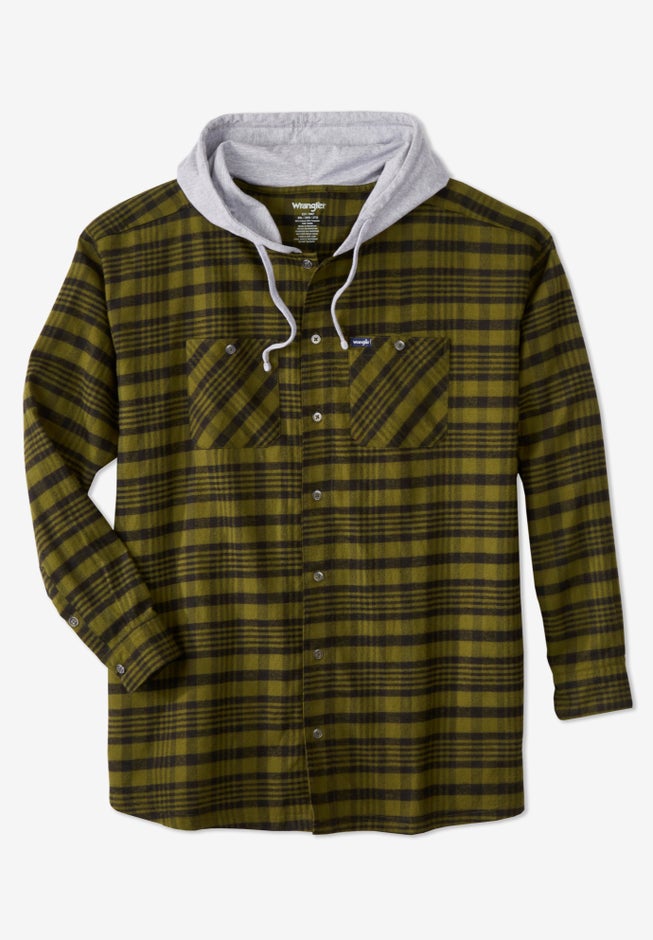 Hooded Flannel Plaid Shirt image number null