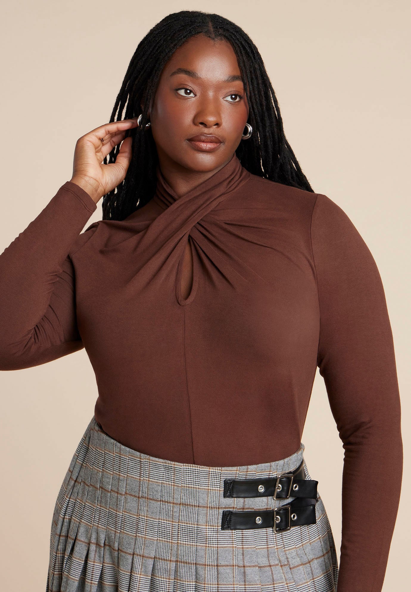 Keyhole Twist Drape Top image number 0