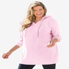 Rib-Knit Sherpa Hoodie Sweatshirt image number null