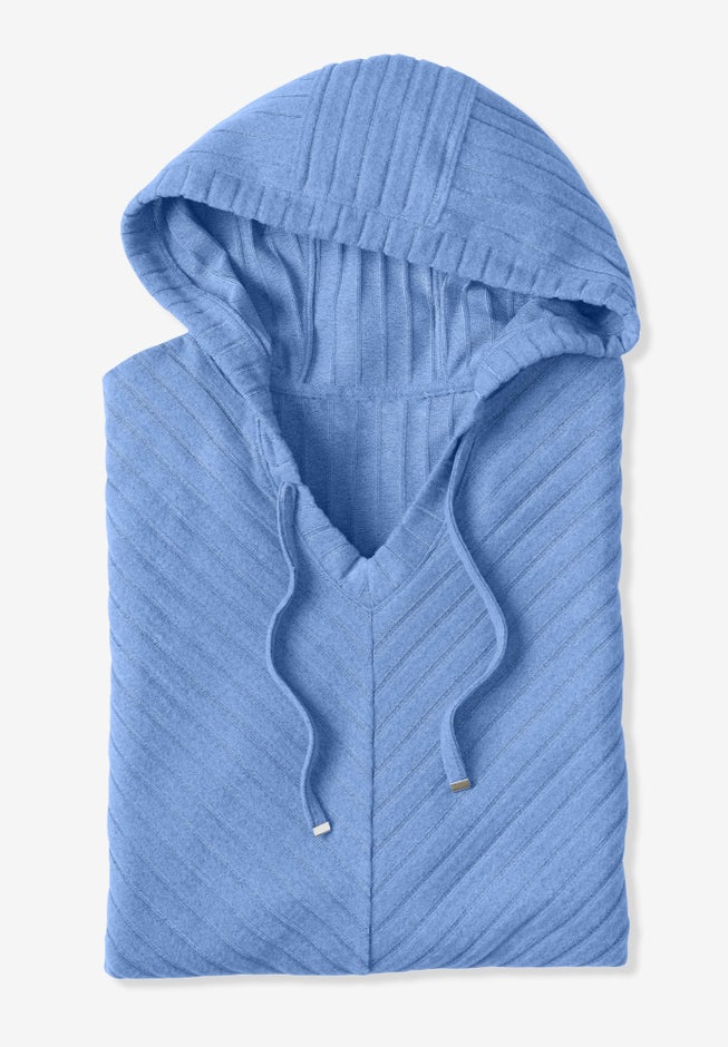 Rib-Knit Sherpa Hoodie Sweatshirt image number 2