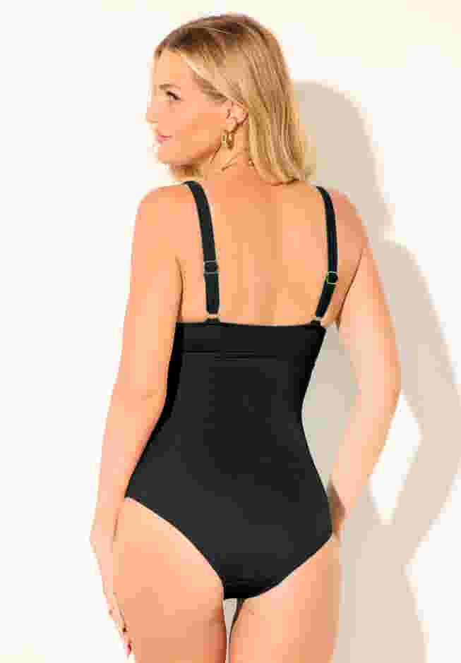 V-Neck One Piece Swimsuit image number 4