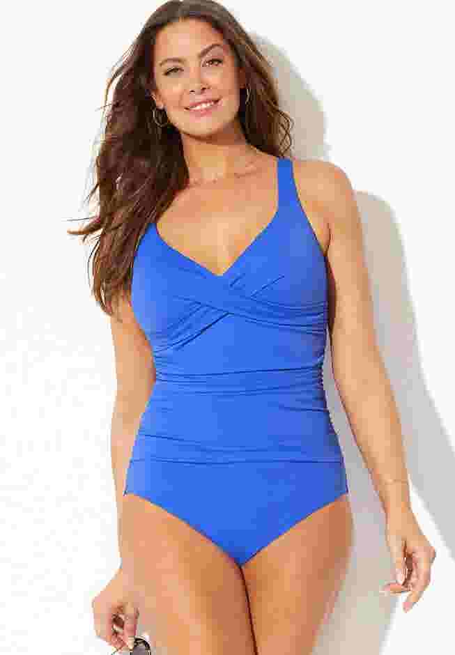 V-Neck One Piece Swimsuit image number 7