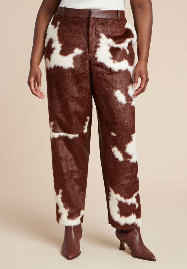 Faux Cow Hide And Leather Pant image number 1