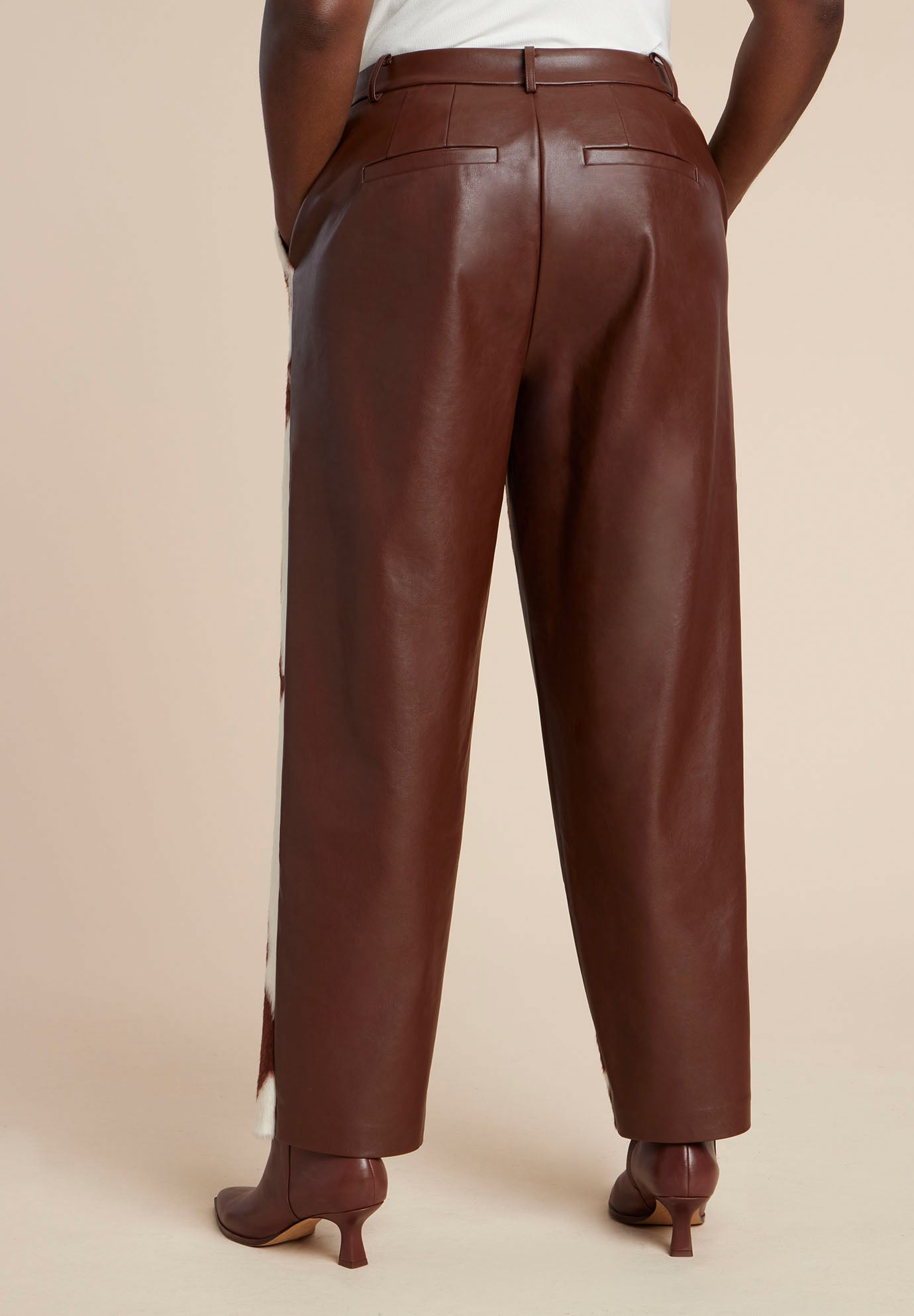 Faux Cow Hide And Leather Pant image number 4