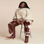 Faux Cow Hide And Leather Pant image number null