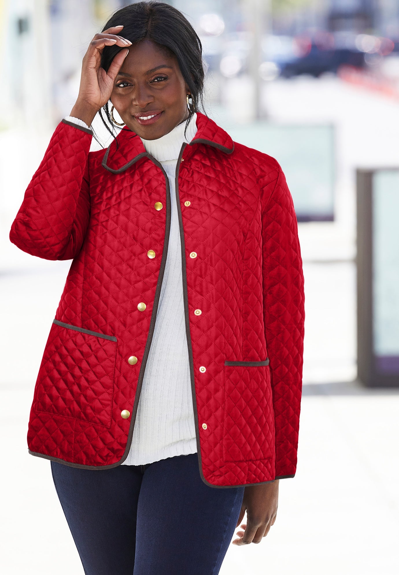Snap-Front Quilted Coat image number 0