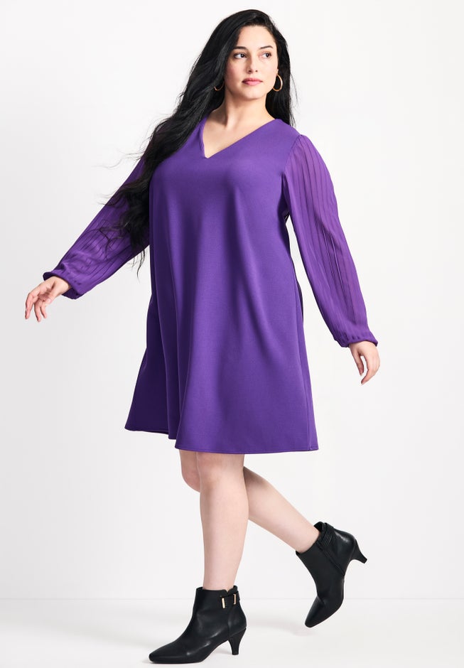 Paloma Blouson Pleated Sleeve Shift Dress image number 2