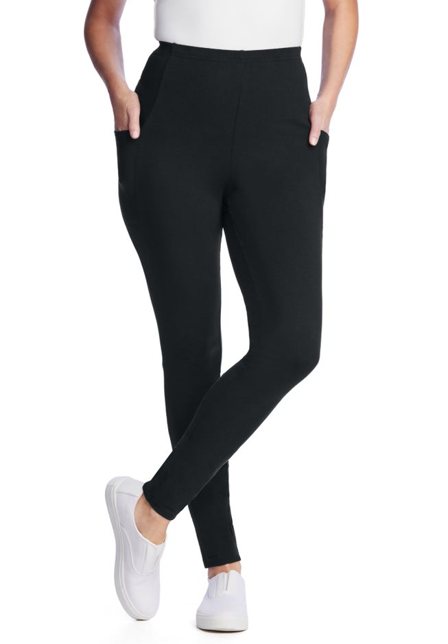 Stretch-Cotton Knit Pull-On Pocket Leggings image number 4