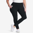 Stretch-Cotton Knit Pull-On Pocket Leggings image number null