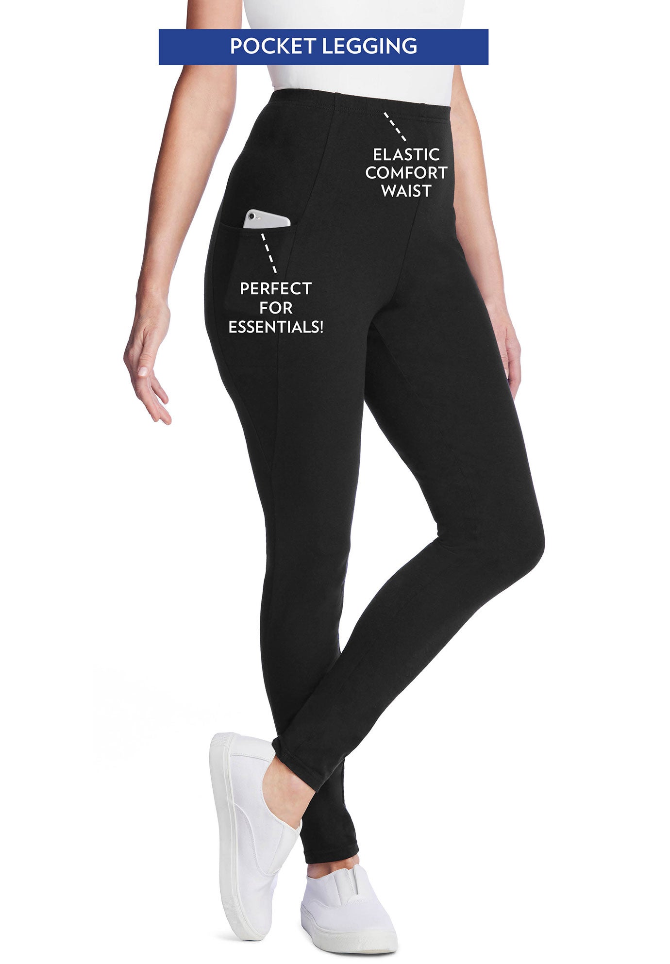 Stretch-Cotton Knit Pull-On Pocket Leggings image number 0