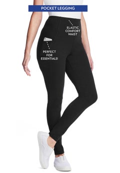 Side Pocket Ankle-Length Pull-On Stretch Knit Cotton Spandex Leggings