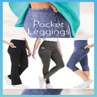 Stretch-Cotton Knit Pull-On Bootcut Pocket Leggings image number null