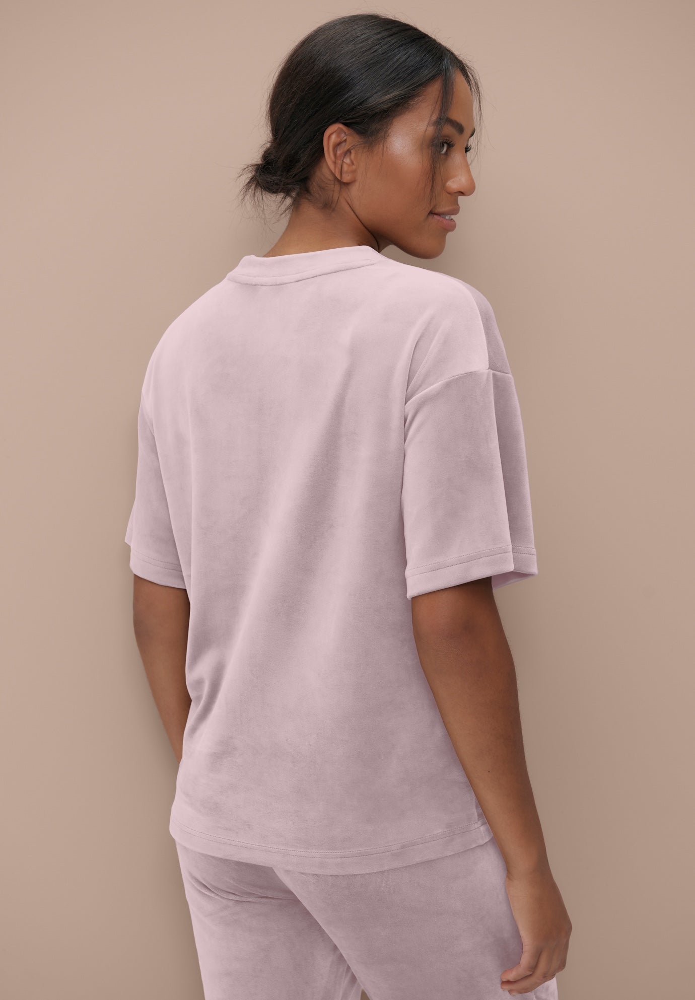 Stretch Velour Boat Neck Short Sleeve Tee image number 0