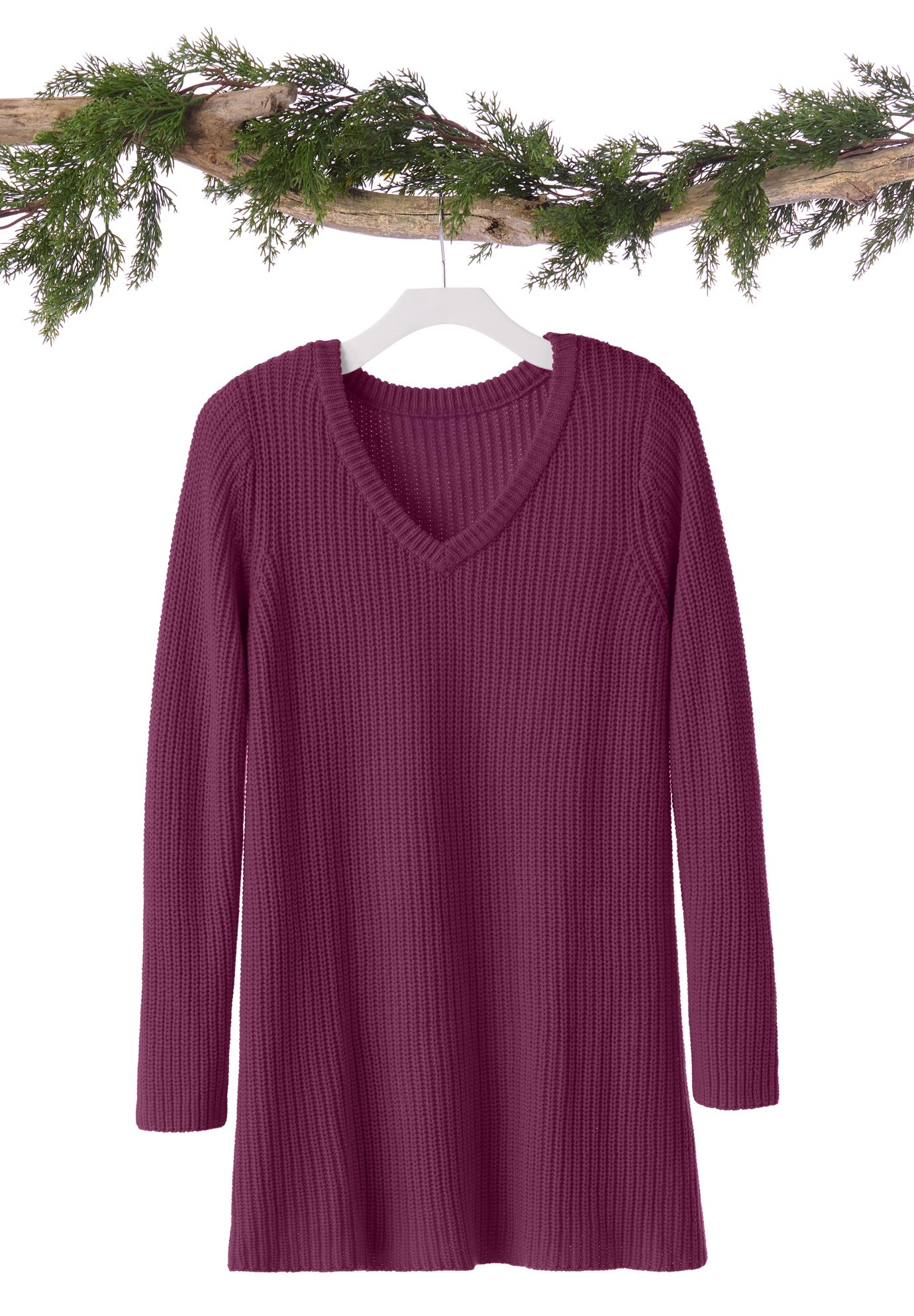 V-Neck Shaker A-Line Sweater image number 1