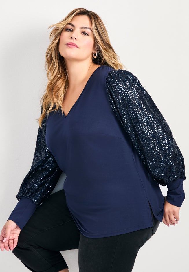 Glam Sequin Sleeve Top image number 2