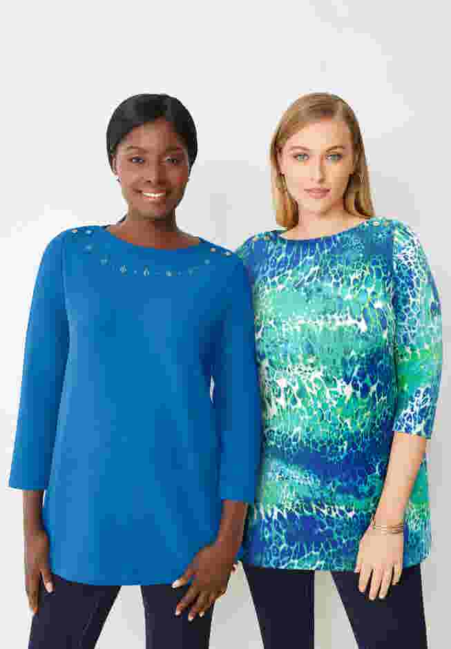 Stretch Cotton Boatneck Tunic image number 6