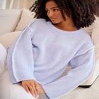 Stretch Boat Neck Whipstitch Pullover Sweater image number null