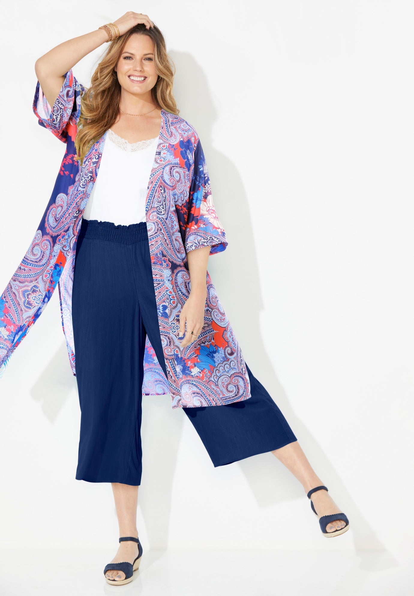 Luxe Georgette Long Kimono image number 1