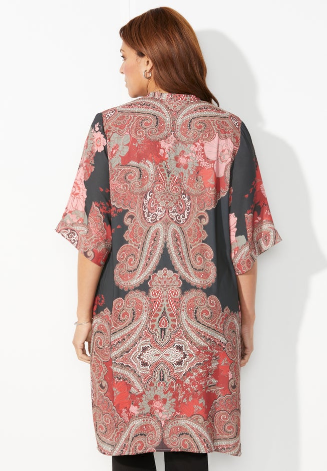 Luxe Georgette Long Kimono image number 1