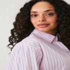 Cotton Stretch Button Front Oversized Shirt image number 2