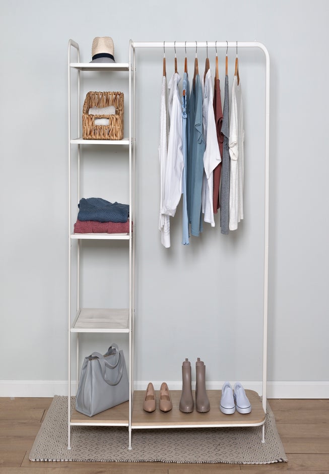 Freestanding Clothing Rack With Shelves image number 1