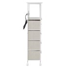 Side view of white 5-drawer cart with charging area