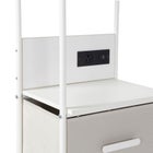 Close-up of top area with outlet and back panel