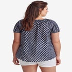 100% Cotton A-Line Peasant Blouse With Scoop Keyhole Neckline image number 1