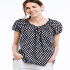 100% Cotton A-Line Peasant Blouse With Scoop Keyhole Neckline image number 0