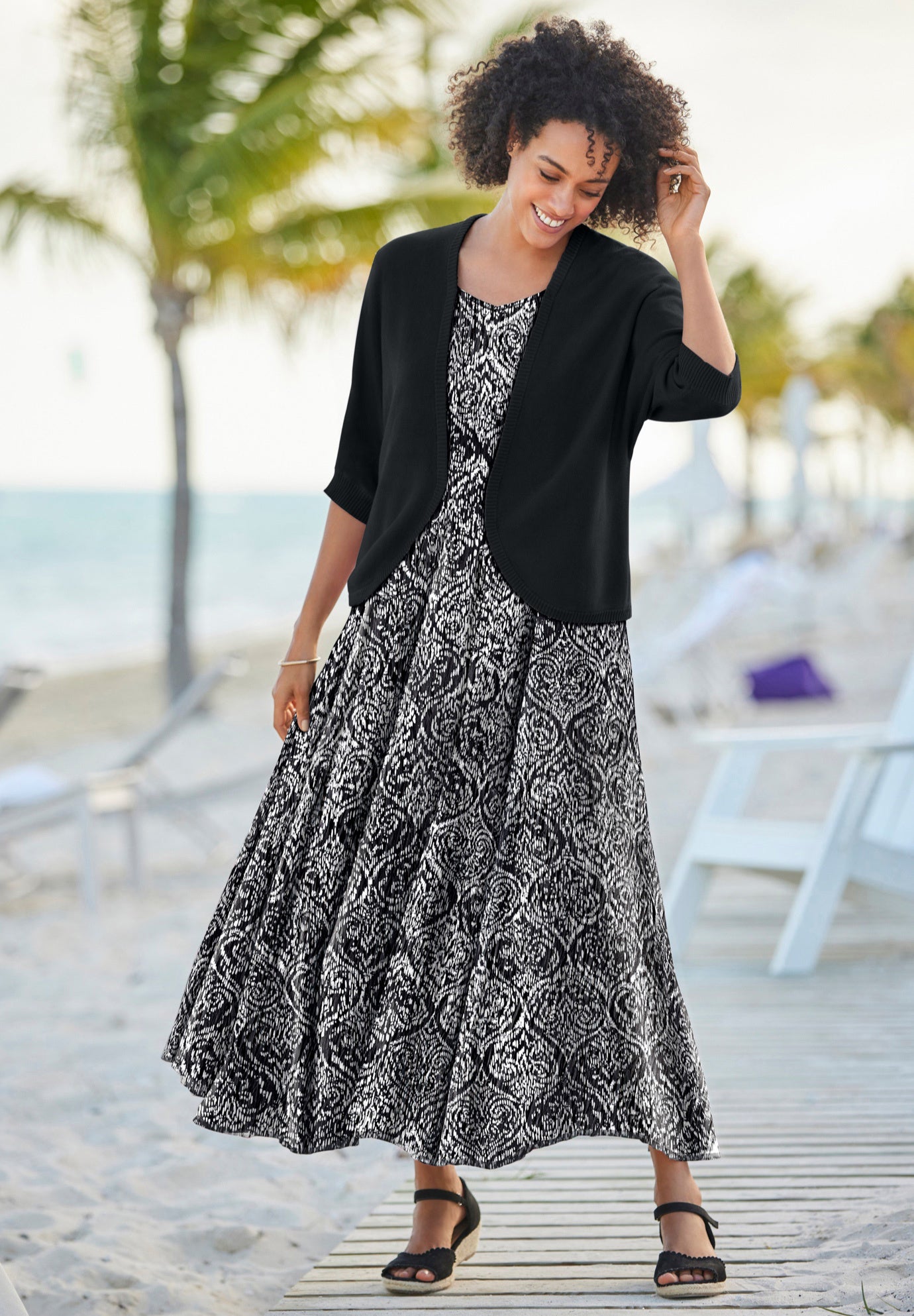 Rib Trim Cardigan Shrug Sweater image number 6