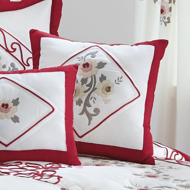 Ava Embroidered Cotton 16" Square Pillow image number null