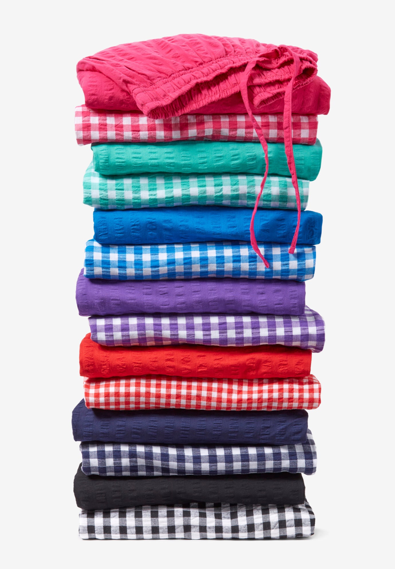 Seersucker Pull-On Elastic-Waist Capri Pants image number 3