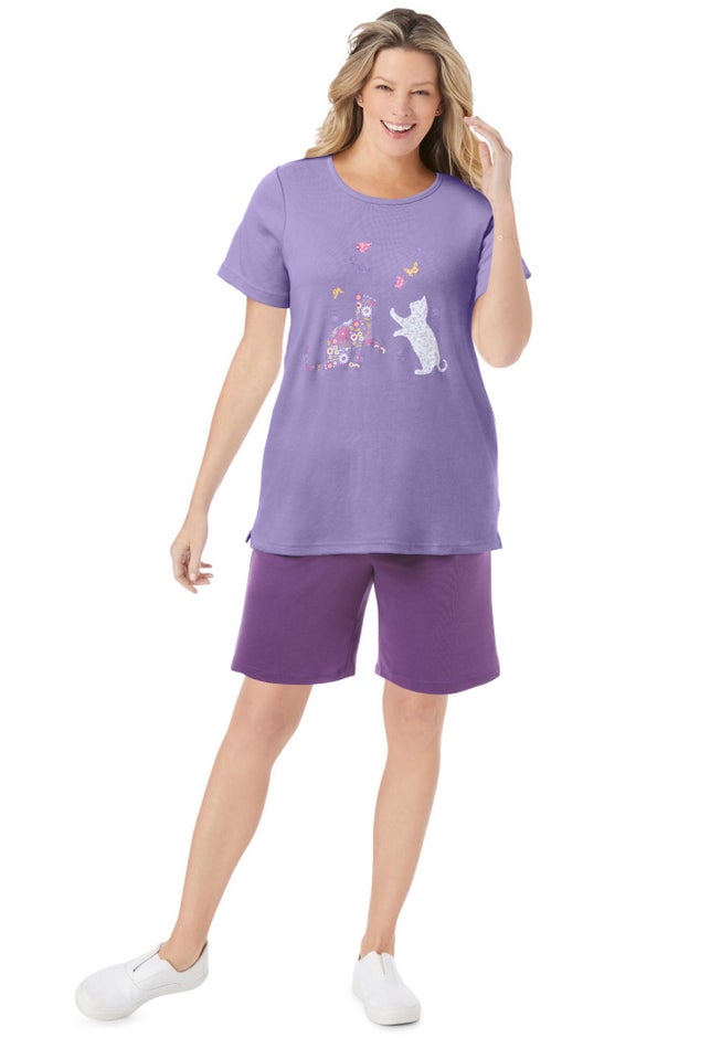 2-Piece Knit Tee and Short Set image number 0