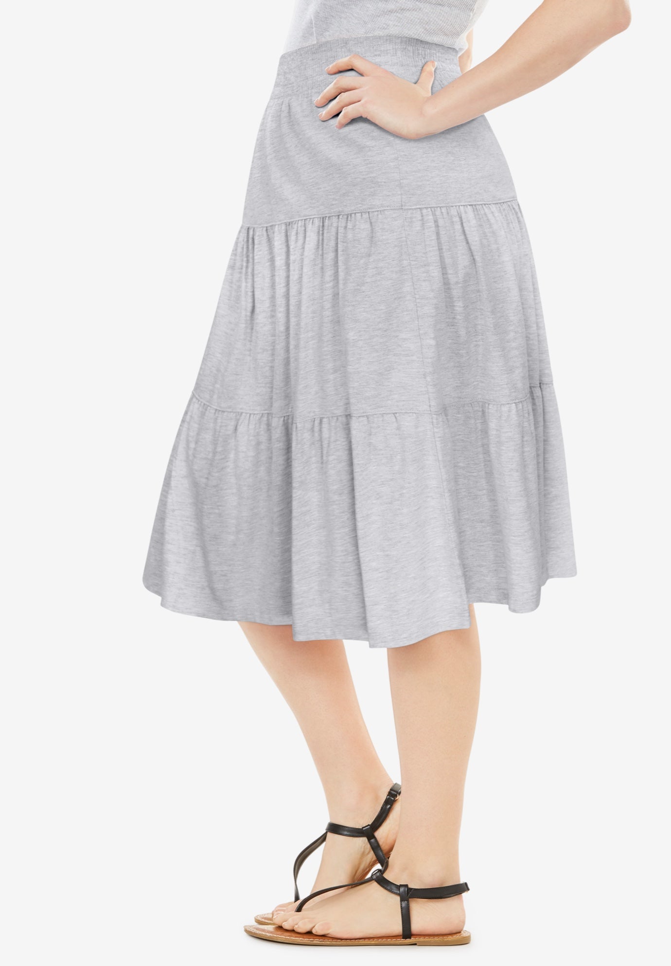 Elastic-Waist Knit Tiered Skirt image number 2