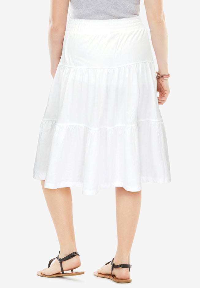 Elastic-Waist Knit Tiered Skirt image number 1