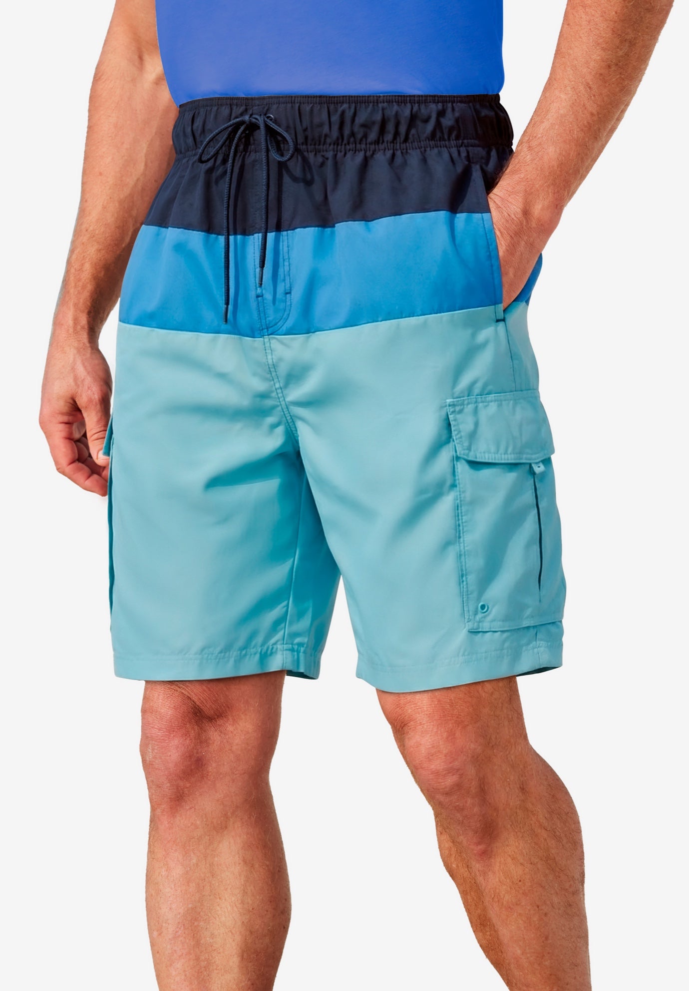 8" Printed Cargo Swim Trunks image number 0