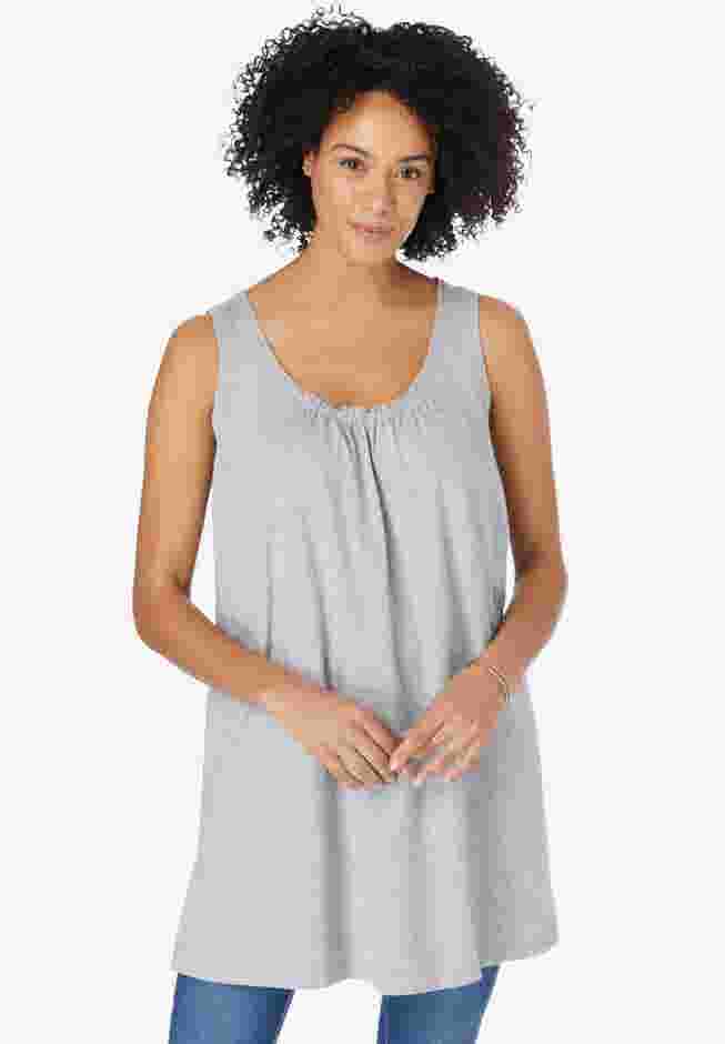 Perfect Sleeveless Shirred U-Neck Tunic image number 5