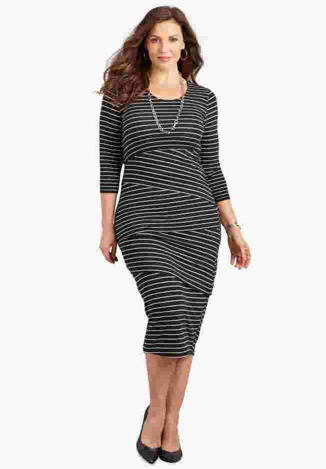 Curvy Collection Angled Stripe Dress image number 0