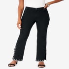 Plus Size Invisible Stretch&reg; Rhinestone-Detail Split Flare-Leg Jean image number null