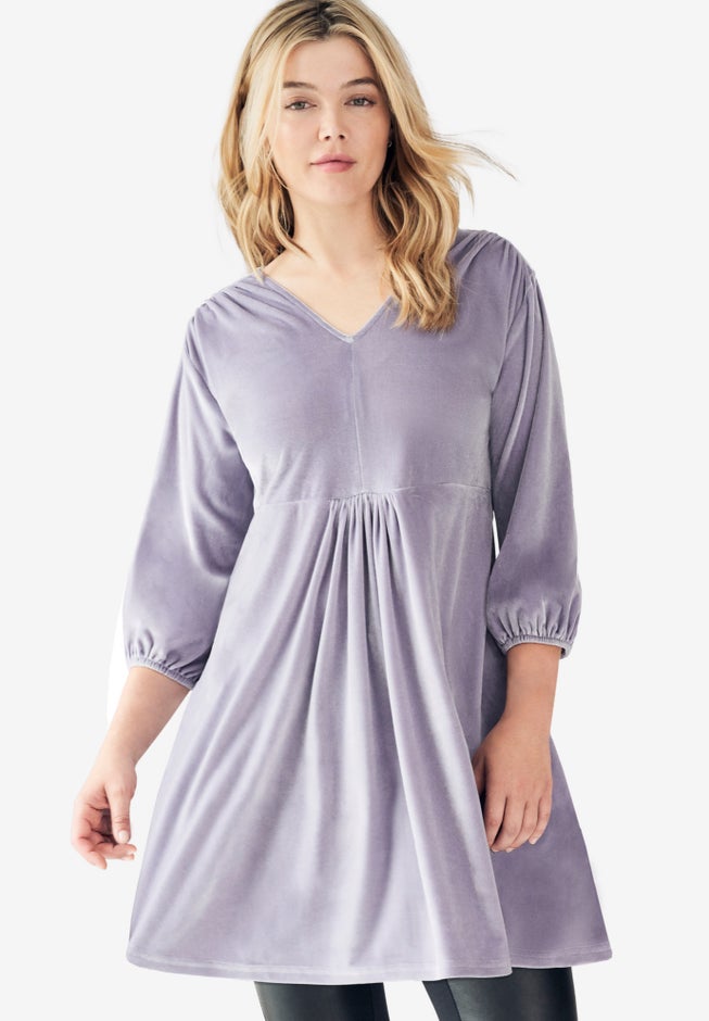 Velour V-Neck Empire Tunic image number 0