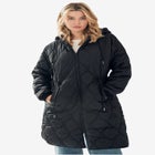 Long Quilted Jacket With Drawstring Waist image number null