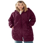 Long Quilted Jacket With Drawstring Waist image number null